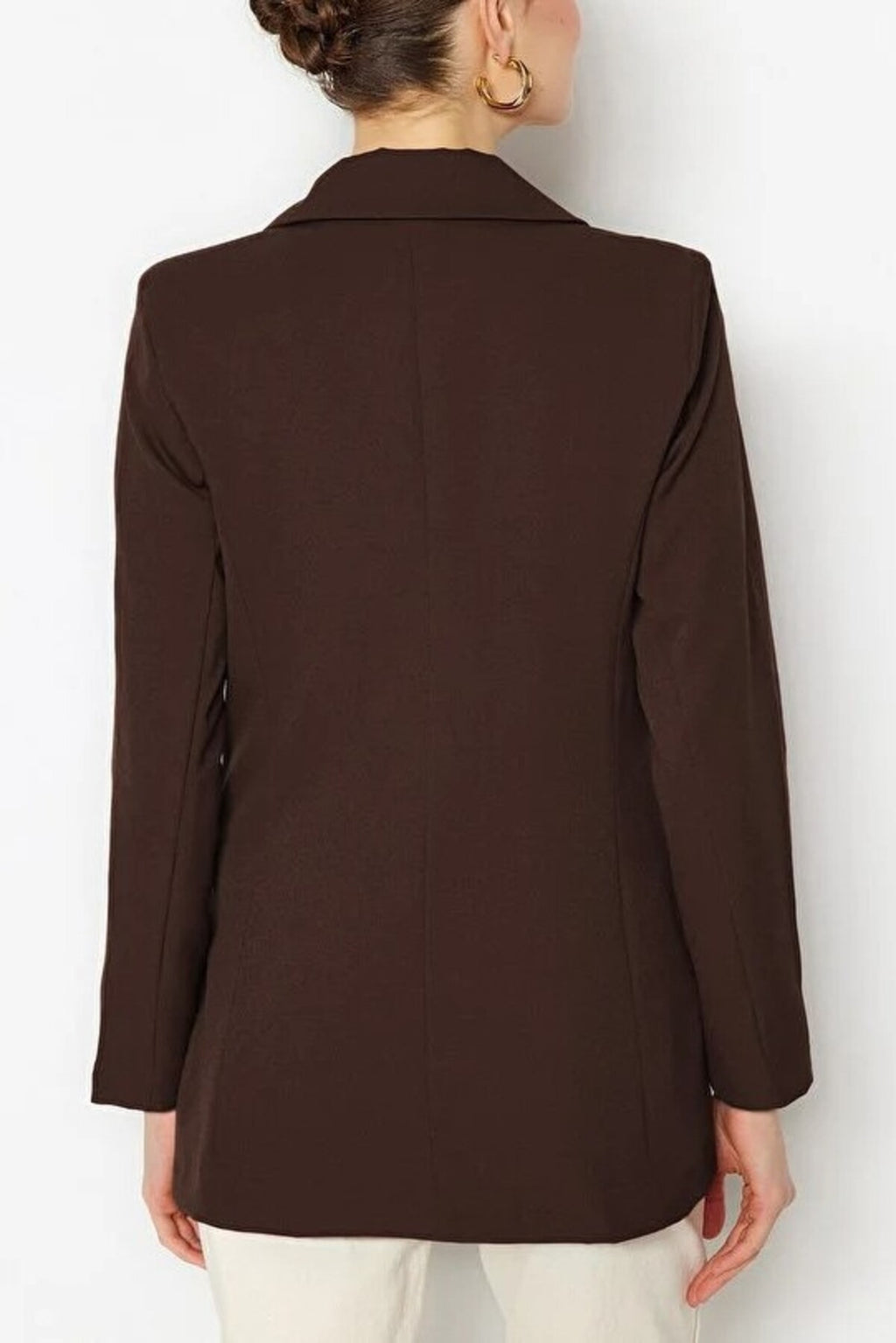 Oversize Lined Double-Breasted Woven Blazer Jacket