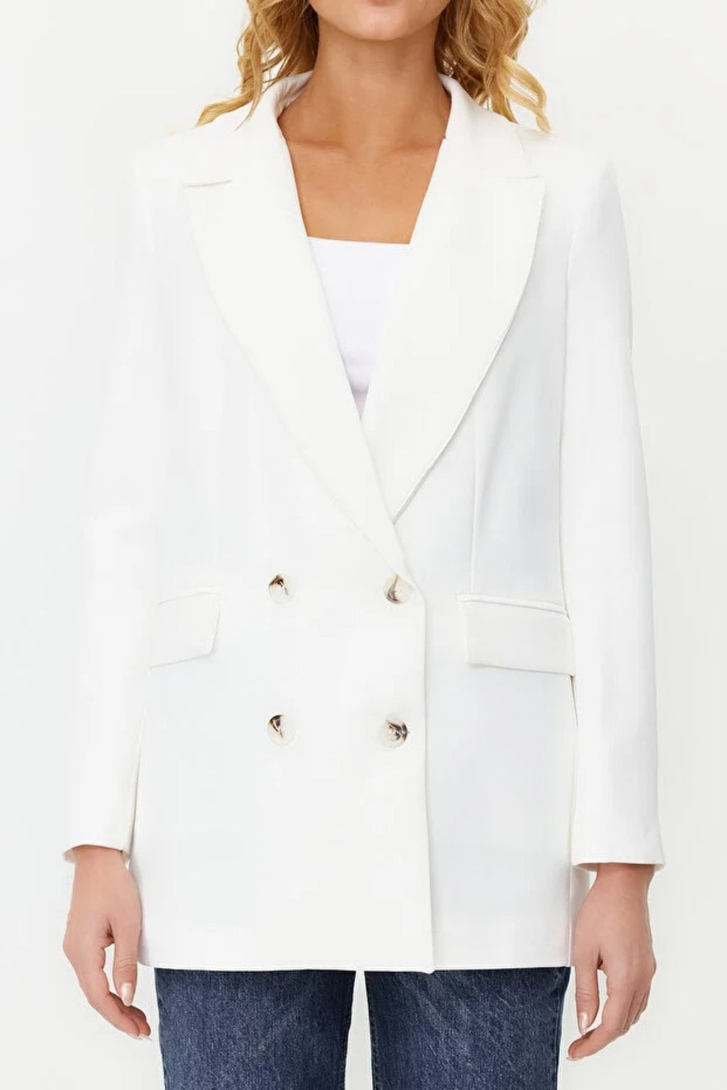 Oversize Lined Buttoned Woven Blazer Jacket