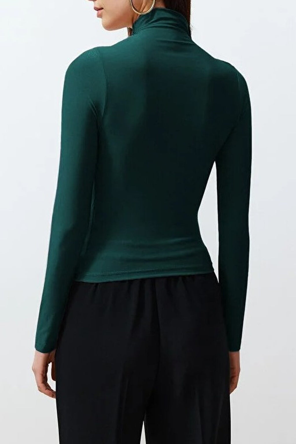 Draped High Neck Long Sleeve Blouse