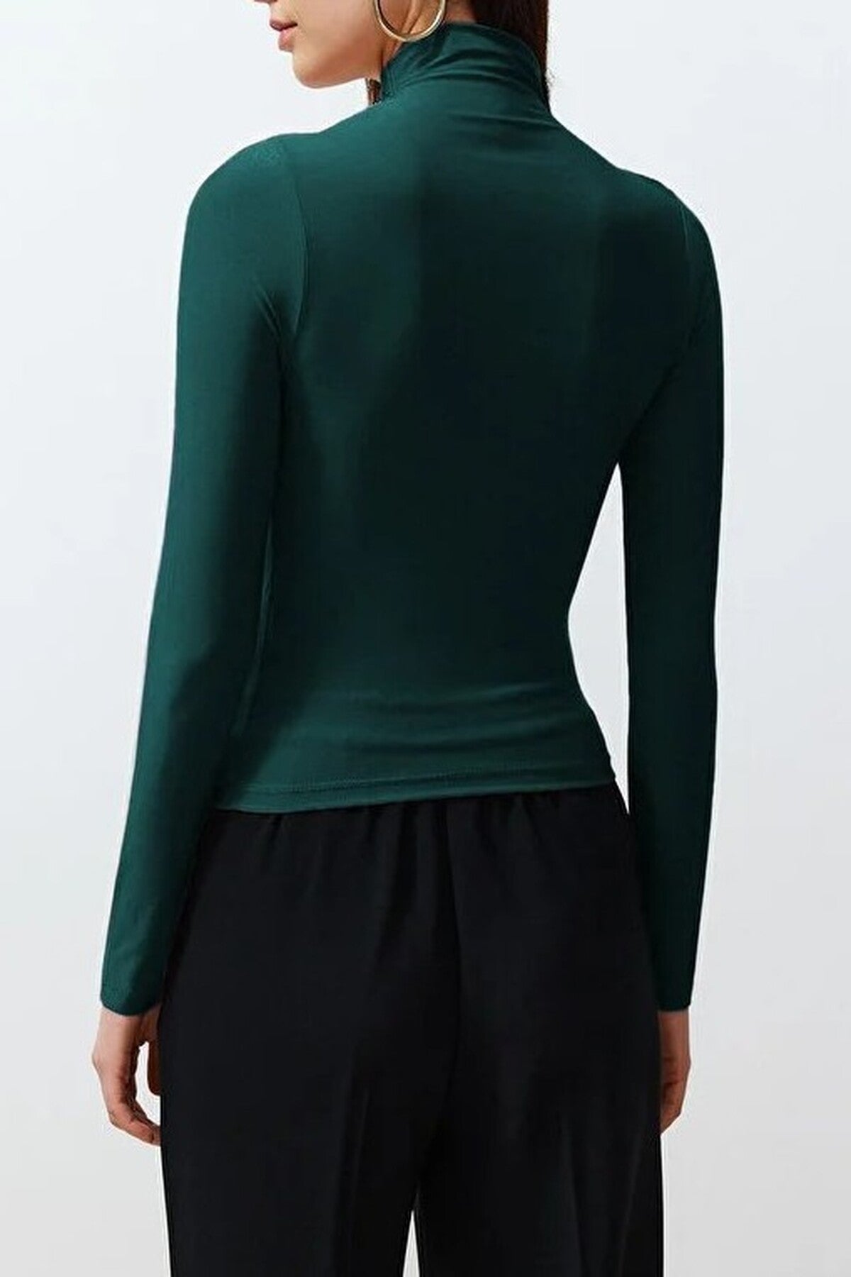 Draped High Neck Long Sleeve Blouse
