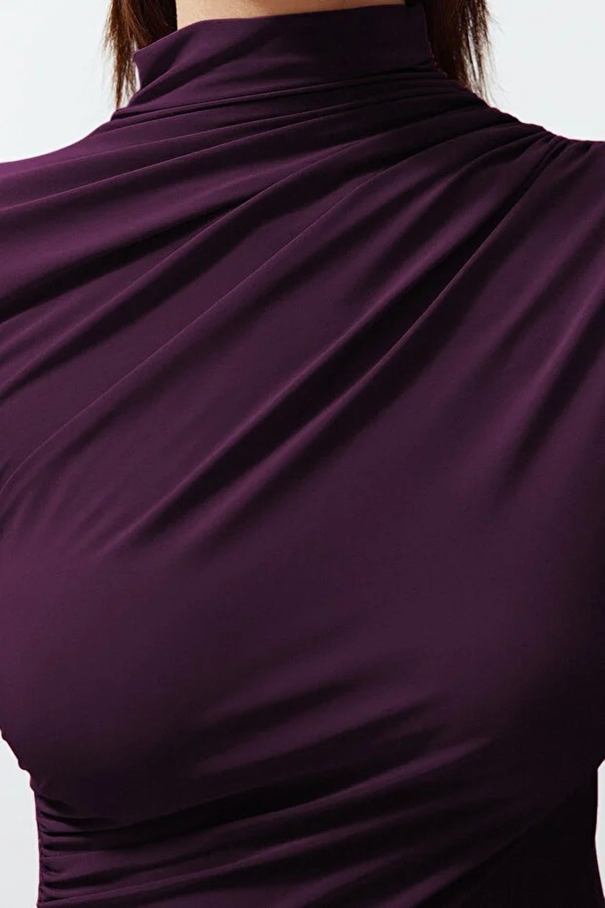 Draped High Neck Long Sleeve Blouse