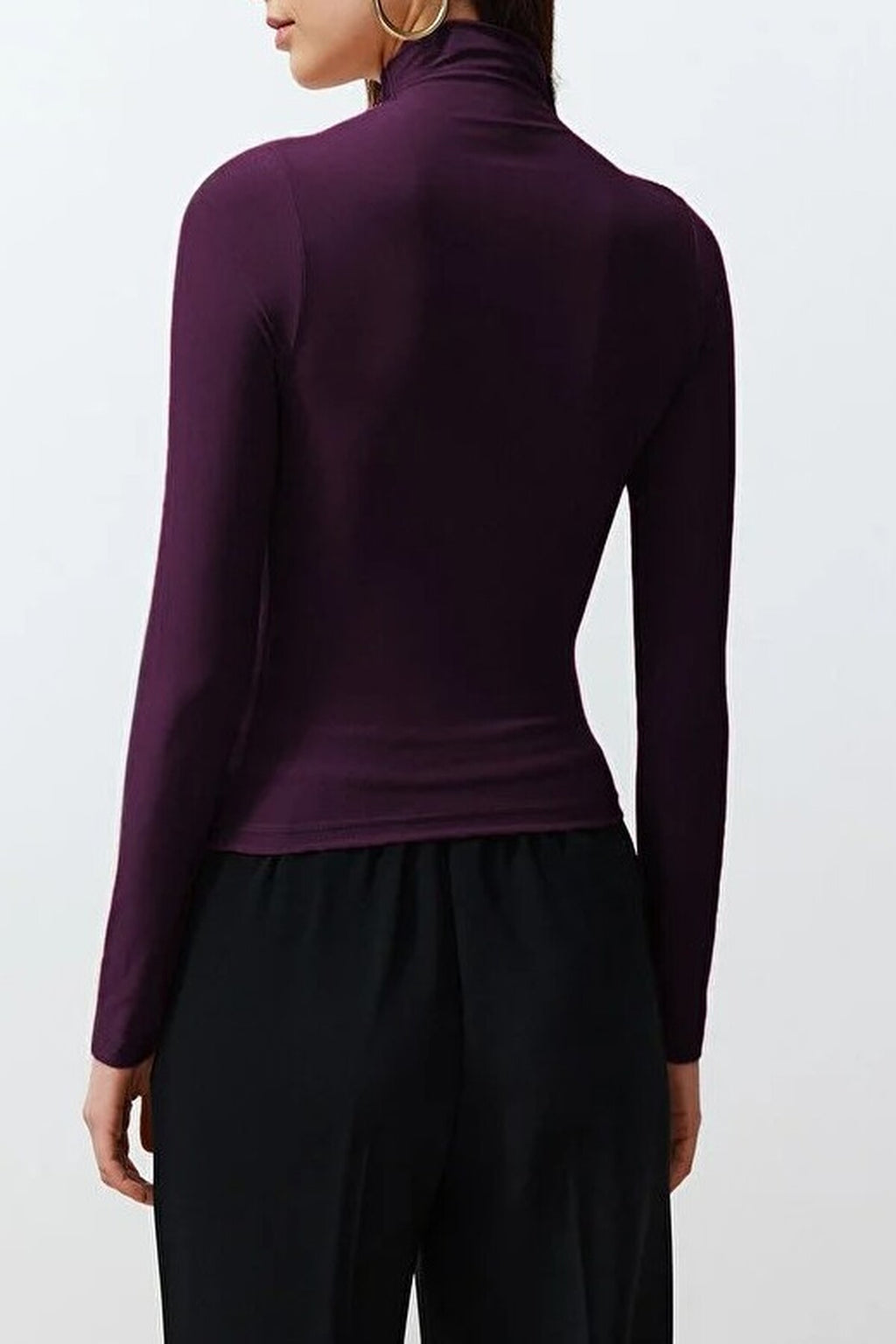 Draped High Neck Long Sleeve Blouse