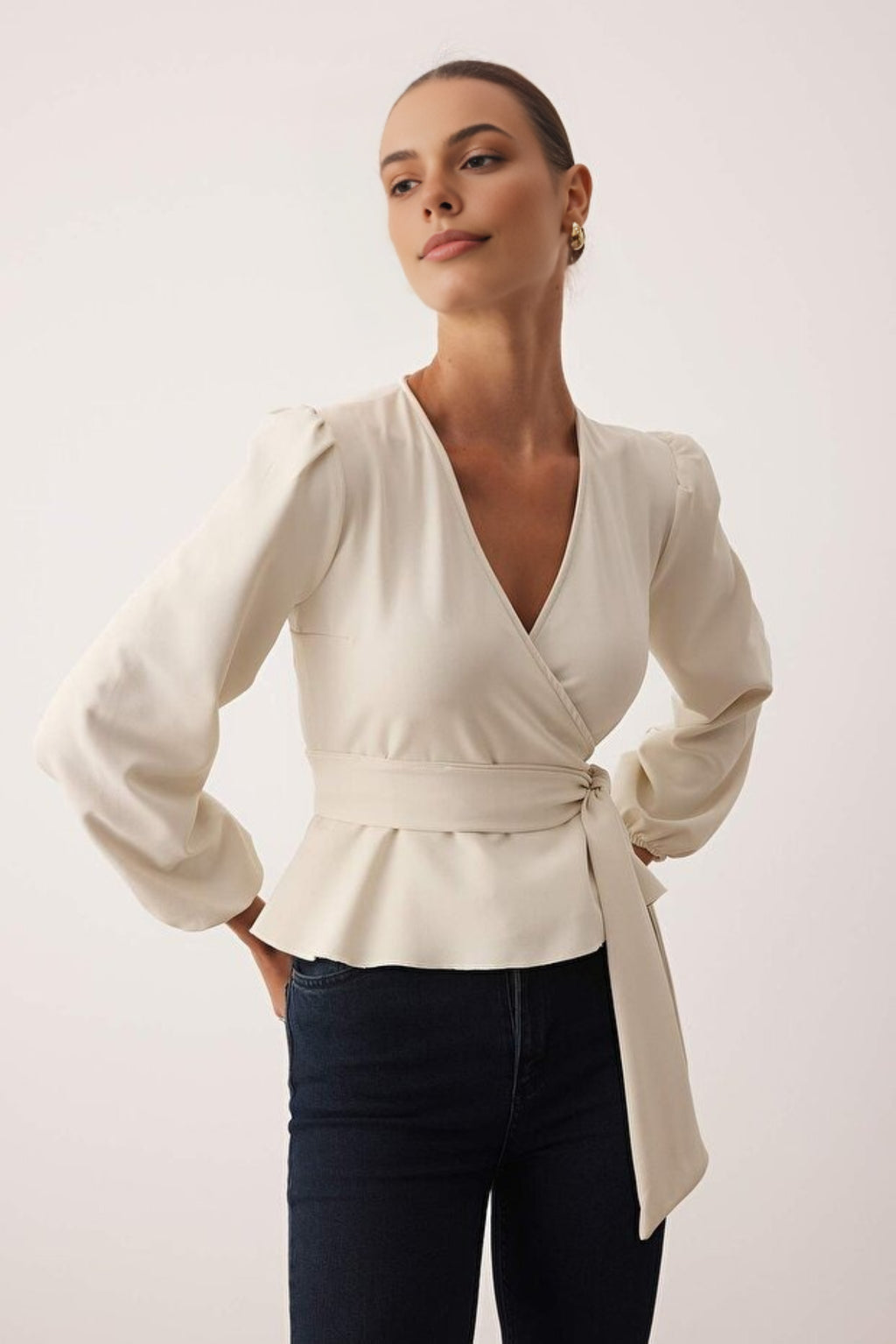 Woven Blouse with Tie Detail