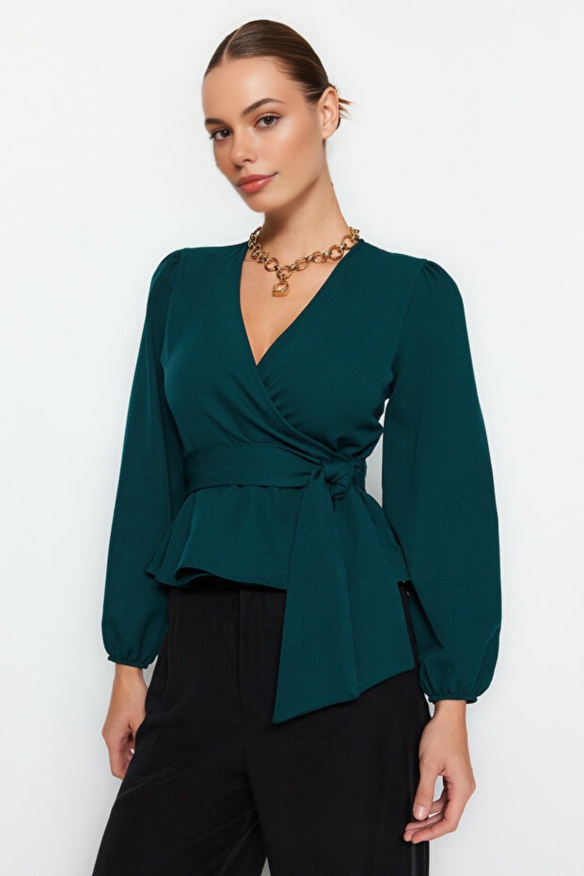 Woven Blouse with Tie Detail