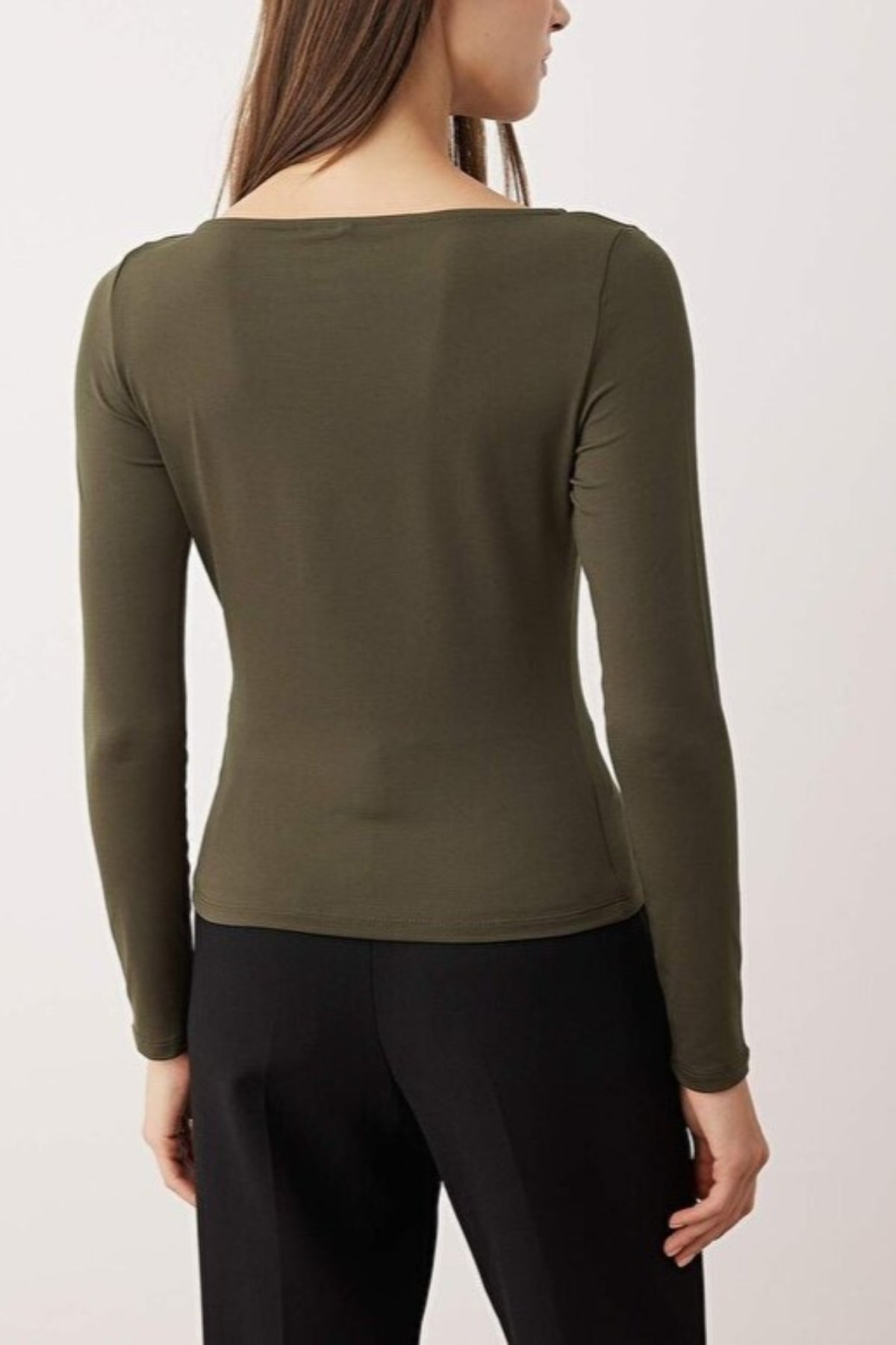 Accessory/Cut out Detailed Long Sleeve Fitted Knit Blouse