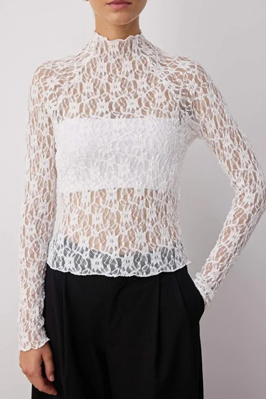 Lace Long Sleeve Knit Blouse