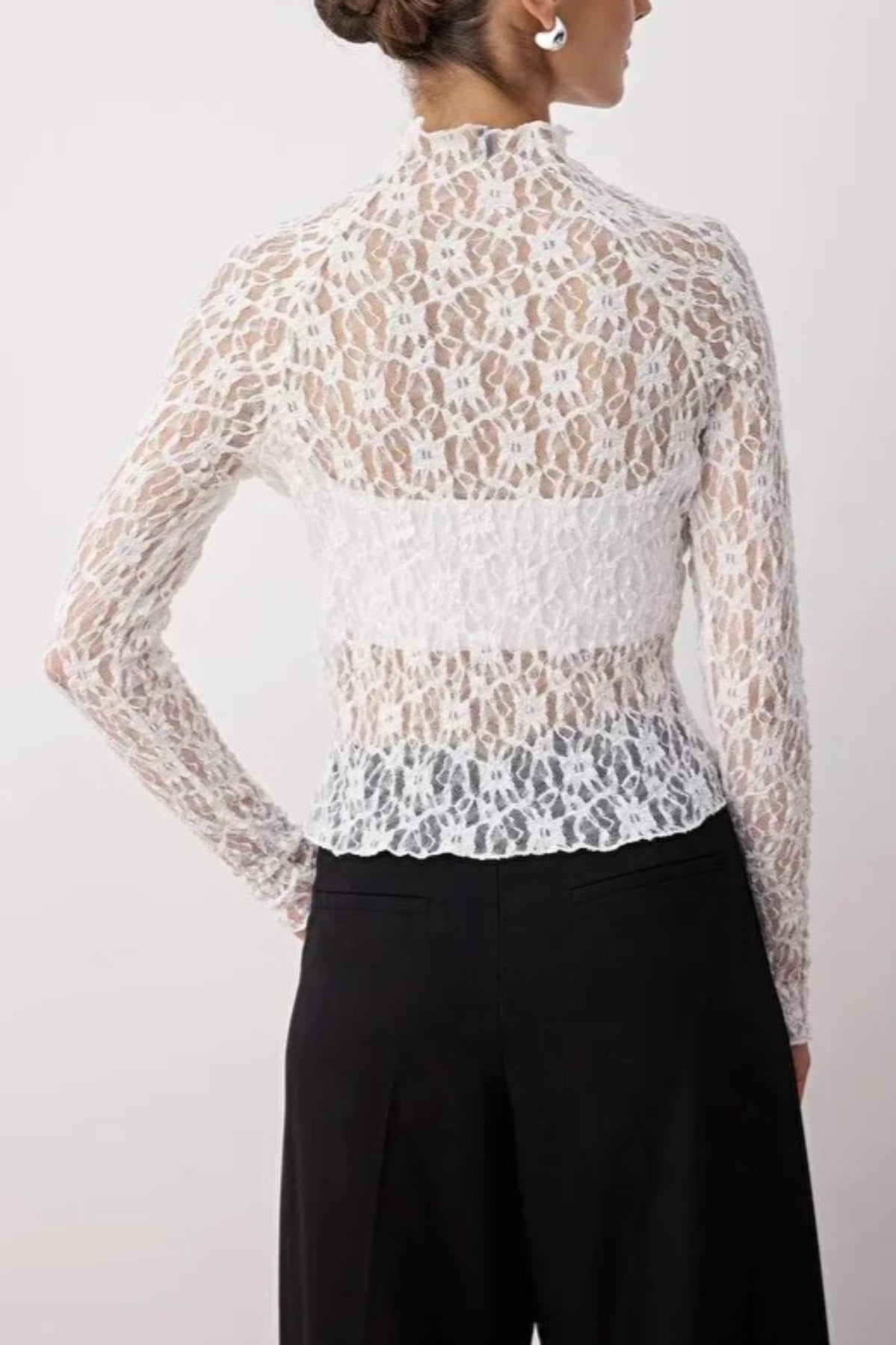 Lace Long Sleeve Knit Blouse