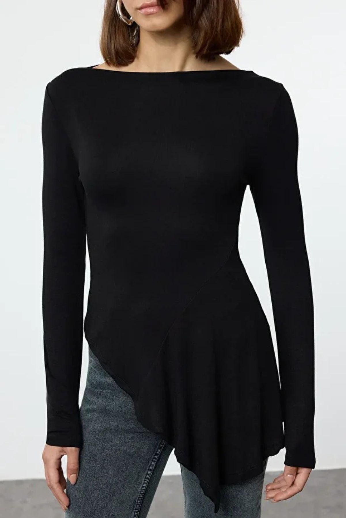 Soft Textured Asymmetric Knit Blouse