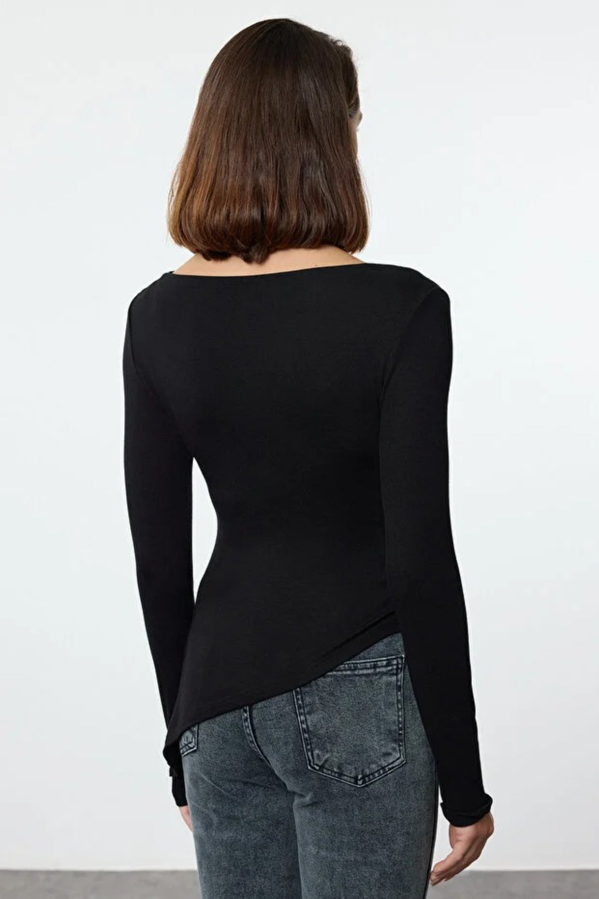 Soft Textured Asymmetric Knit Blouse