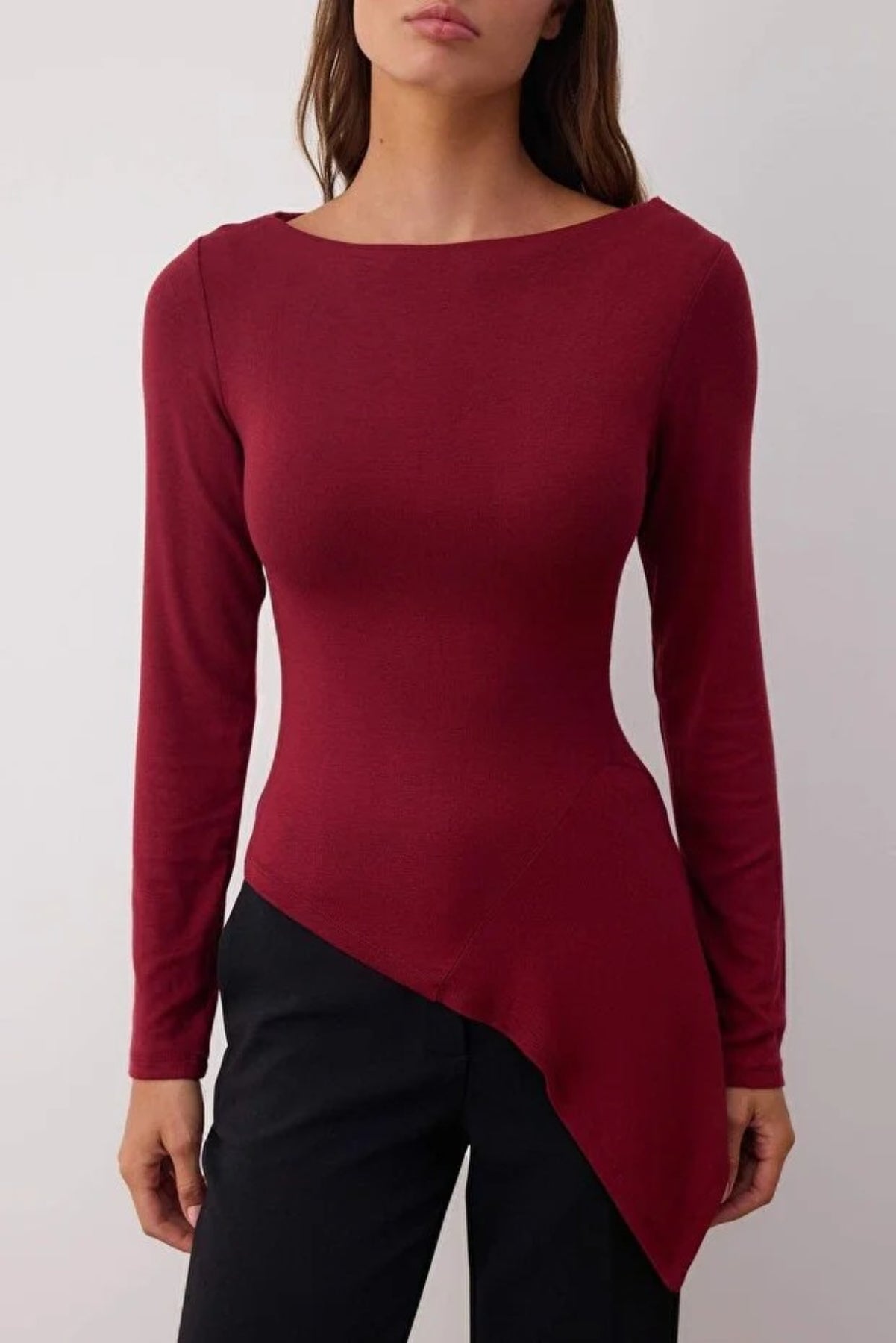 Soft Textured Asymmetric Knit Blouse