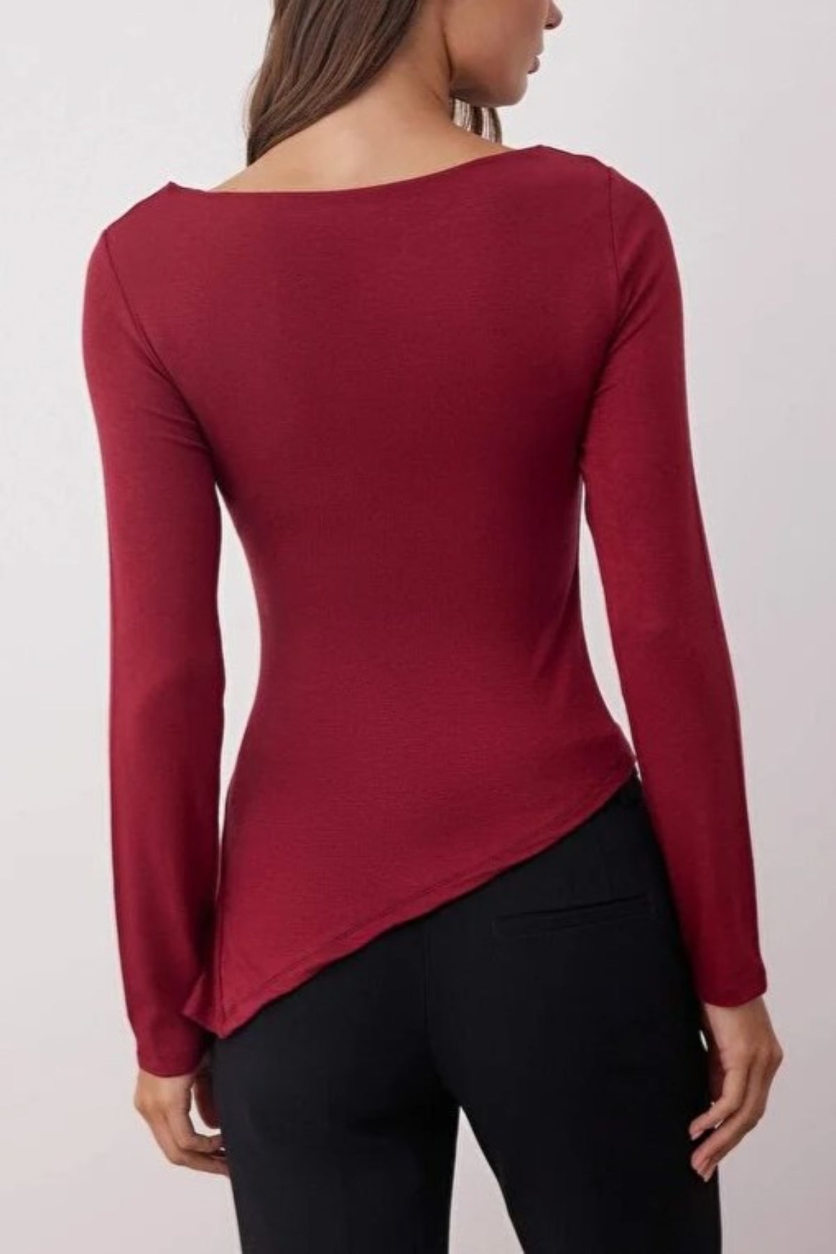 Soft Textured Asymmetric Knit Blouse