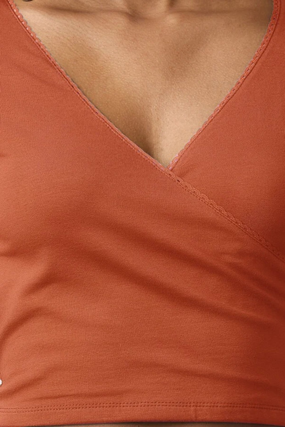 V-Neck Long Sleeve Crop Cotton Knit Blouse