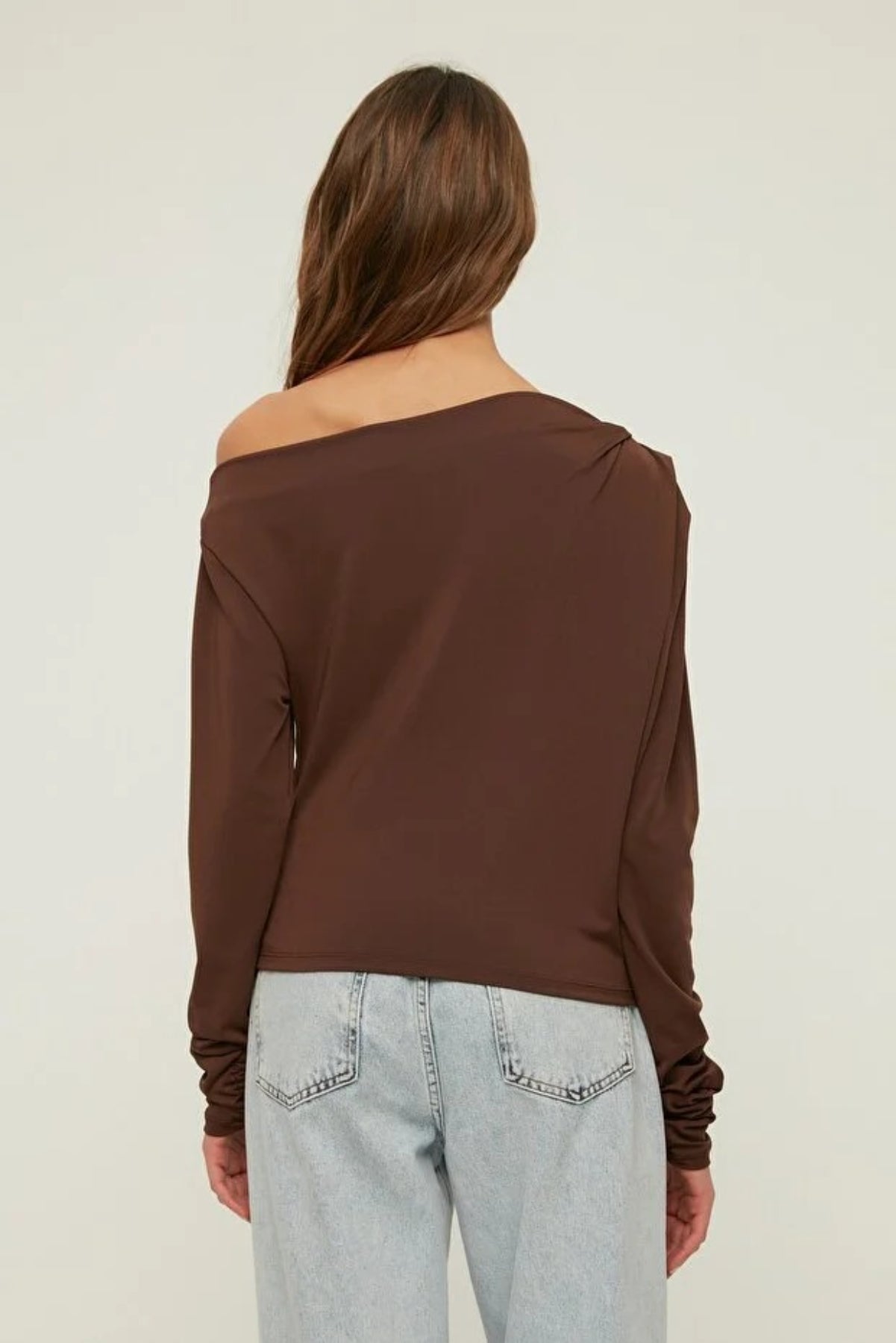 Asymmetrical Collar Flowing Knit Blouse