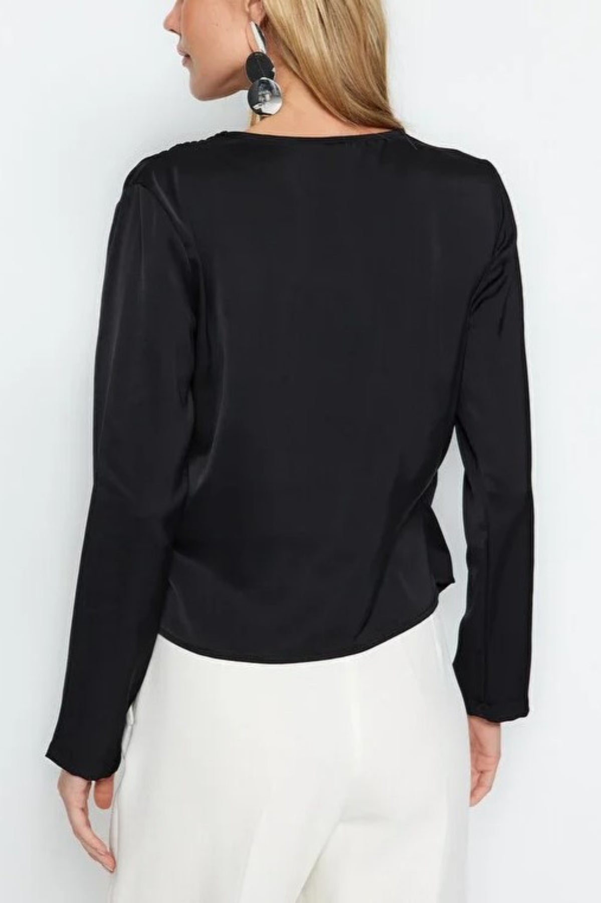 V-Neck Satin Woven Blouse