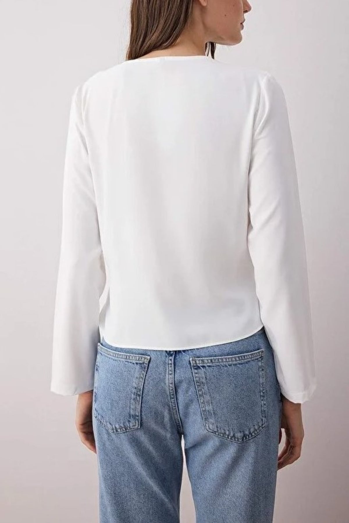 V-Neck Satin Woven Blouse