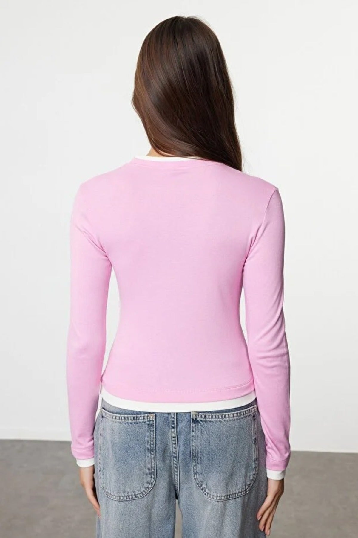 Color Block Fitted Knit Blouse