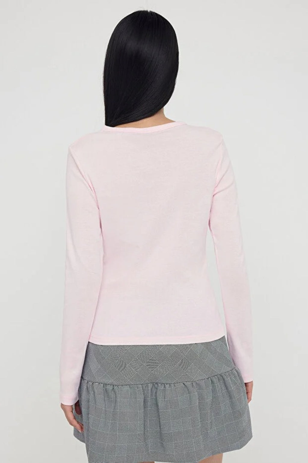 Buttoned Stretch Knit Blouse