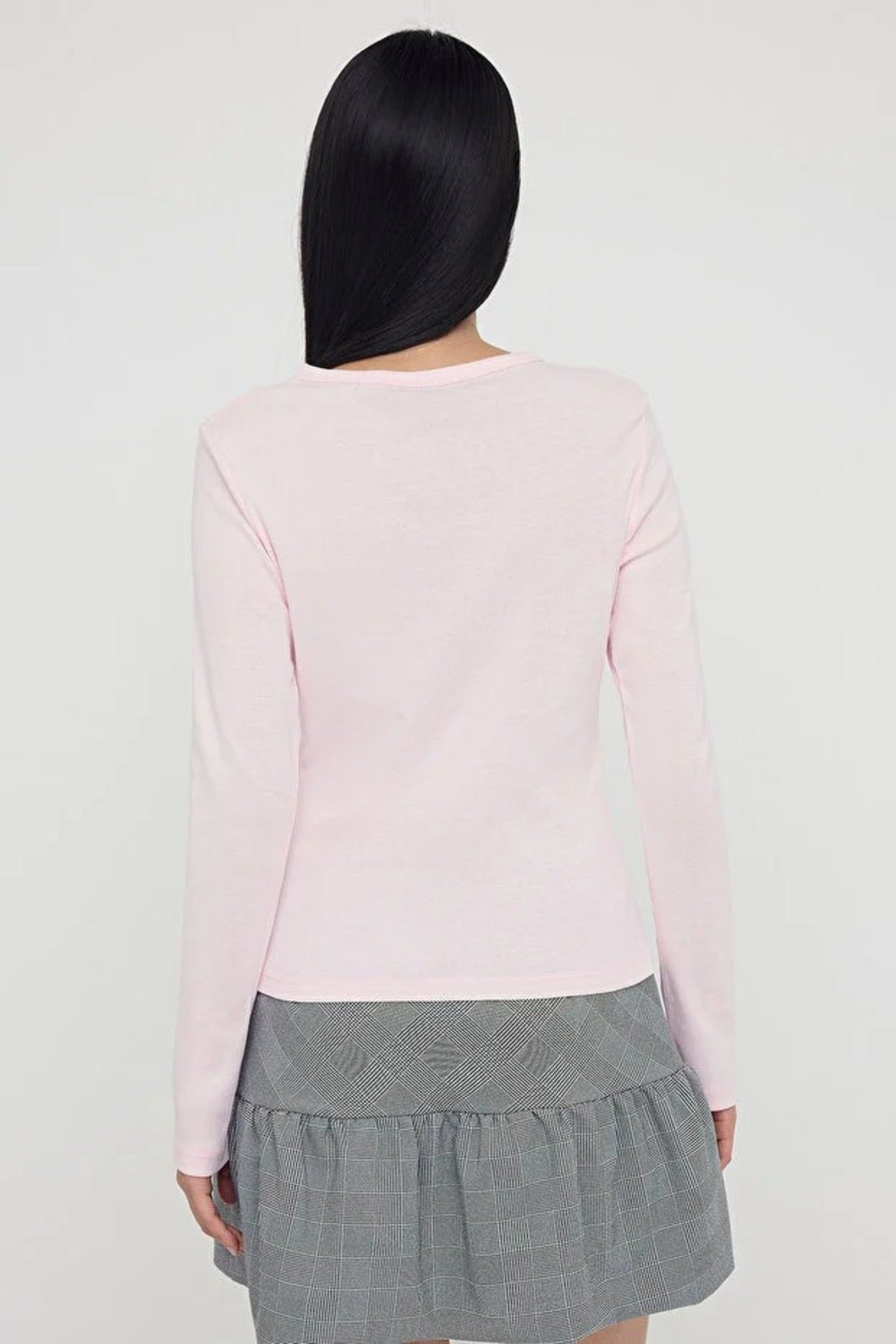 Buttoned Stretch Knit Blouse