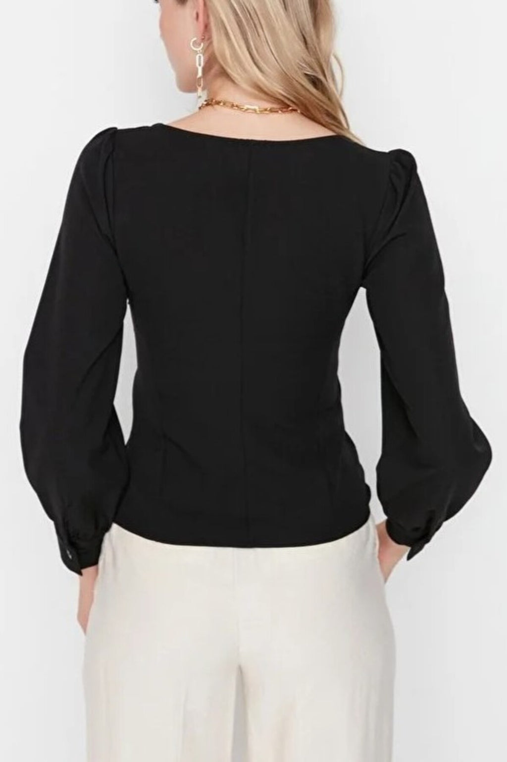 Woven Blouse with Gathered Detail