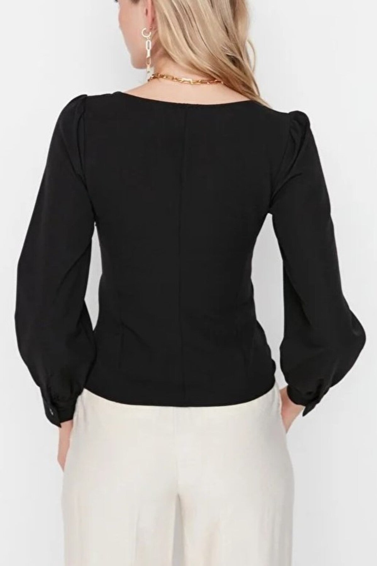 Woven Blouse with Gathered Detail