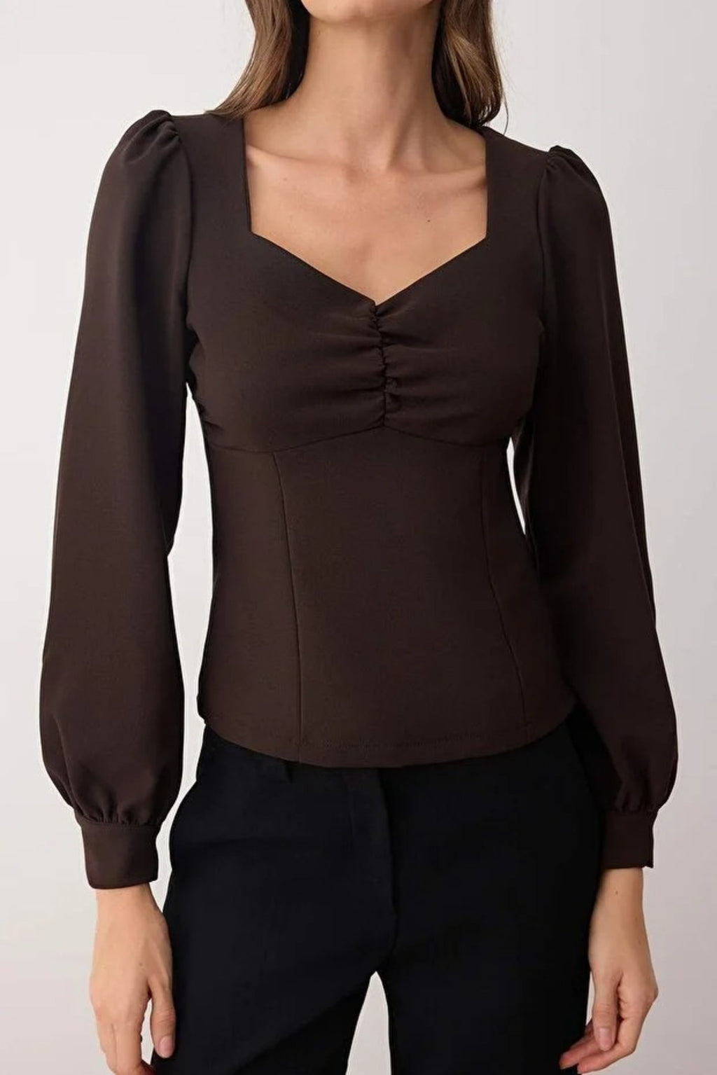 Woven Blouse with Gathered Detail