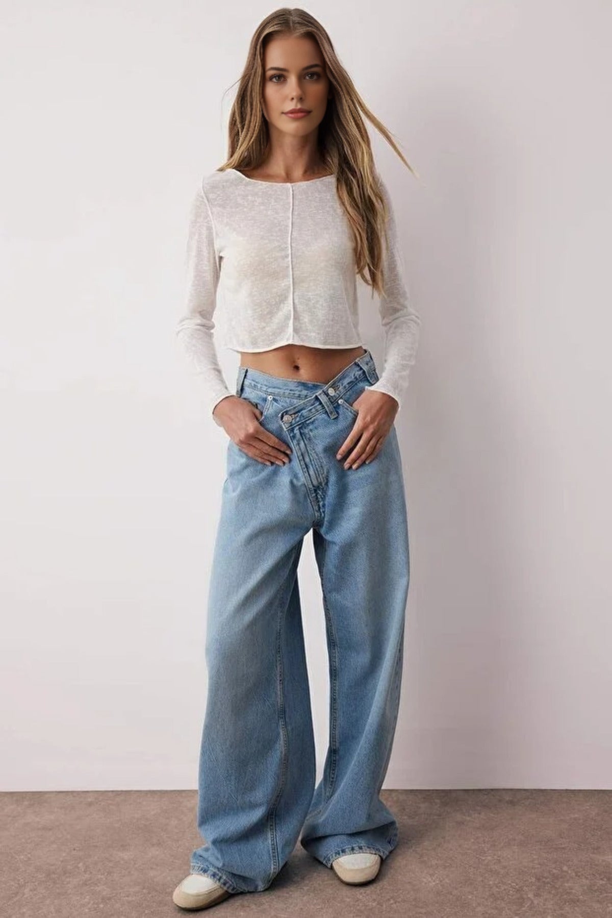 Transparent Ribbed Crop Knit Blouse