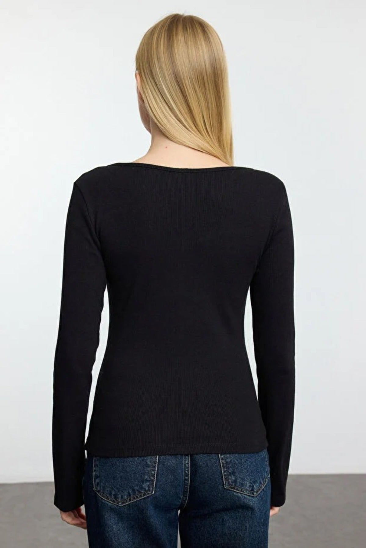 Knit Blouse with Button Detail