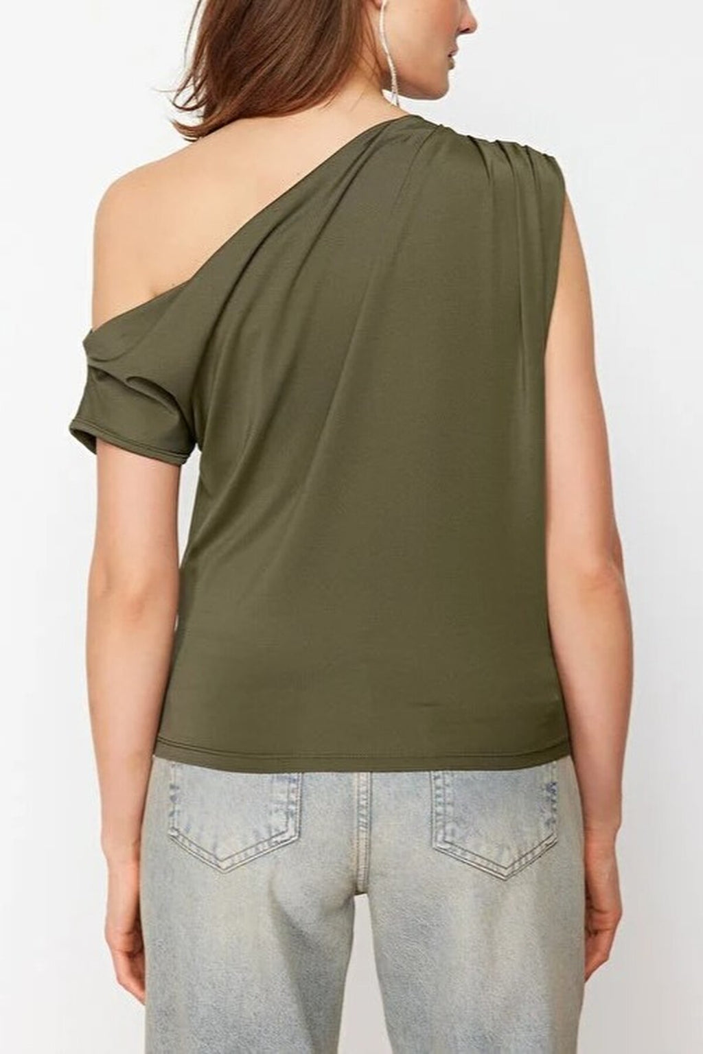 Asymmetrical Collar Knit Blouse