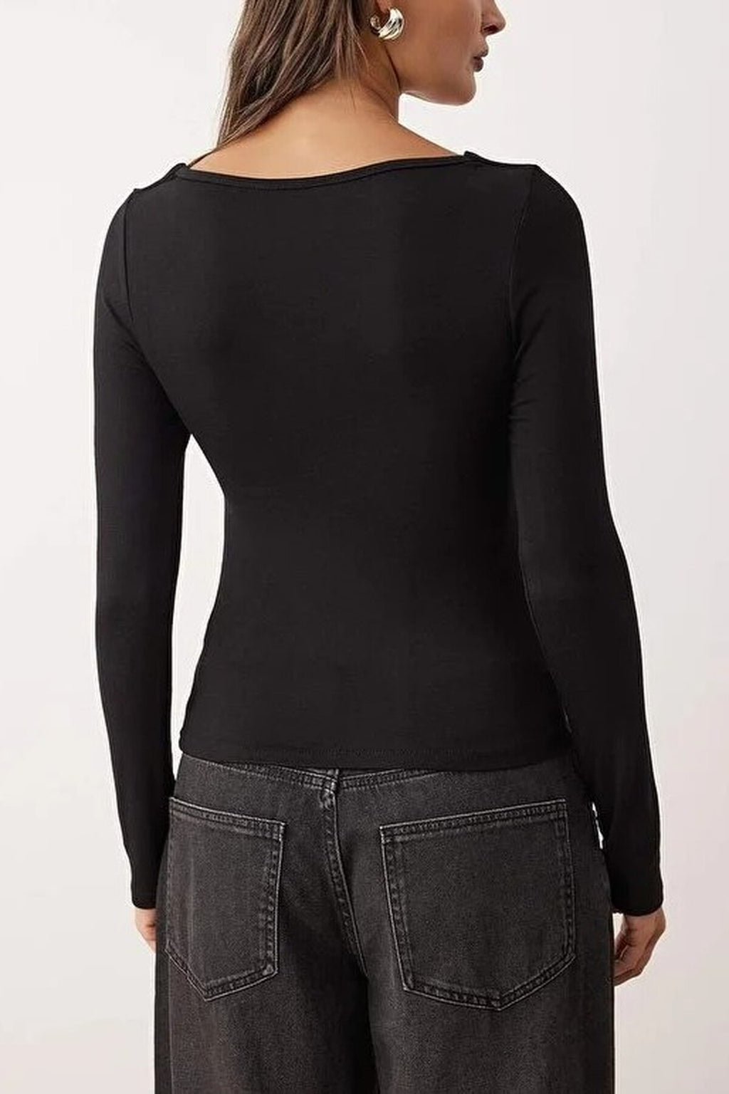 Pleated V-Neck Long Sleeve Knit Blouse