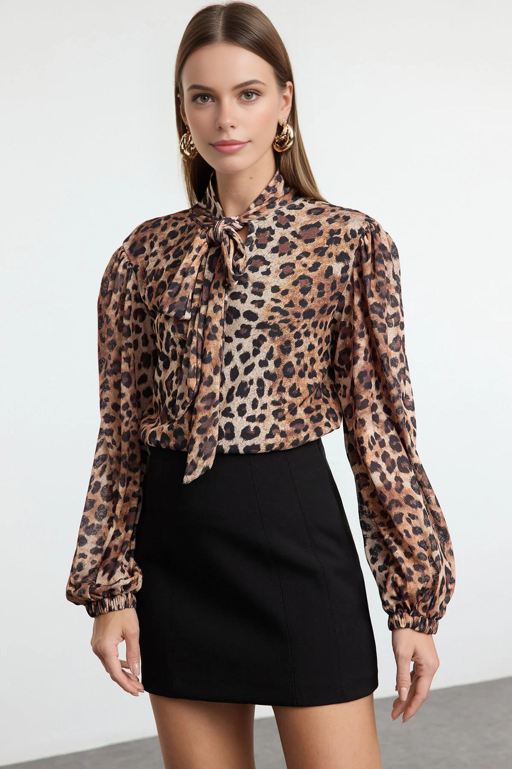 Leopard Print Knit Blouse