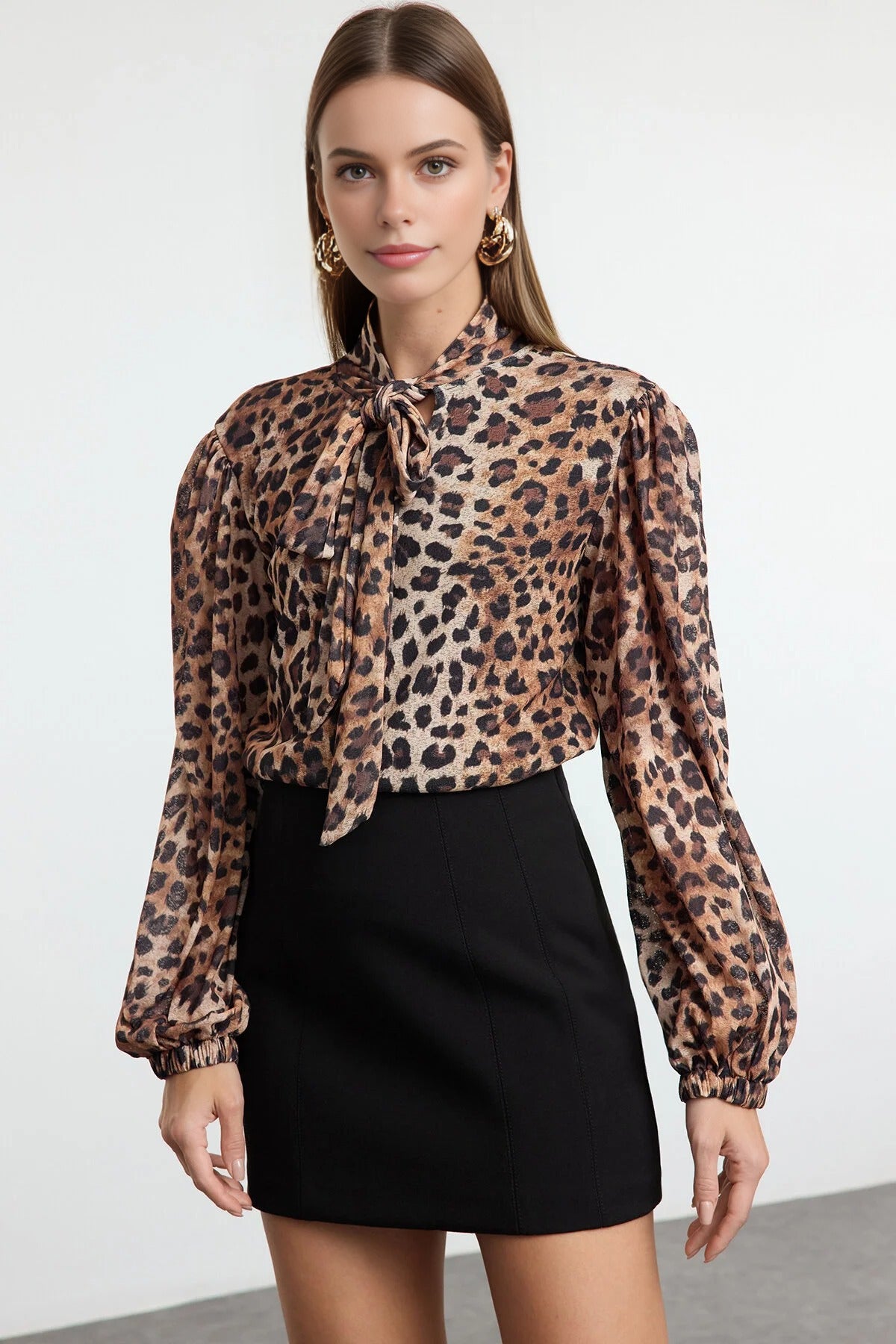 Leopard Print Knit Blouse