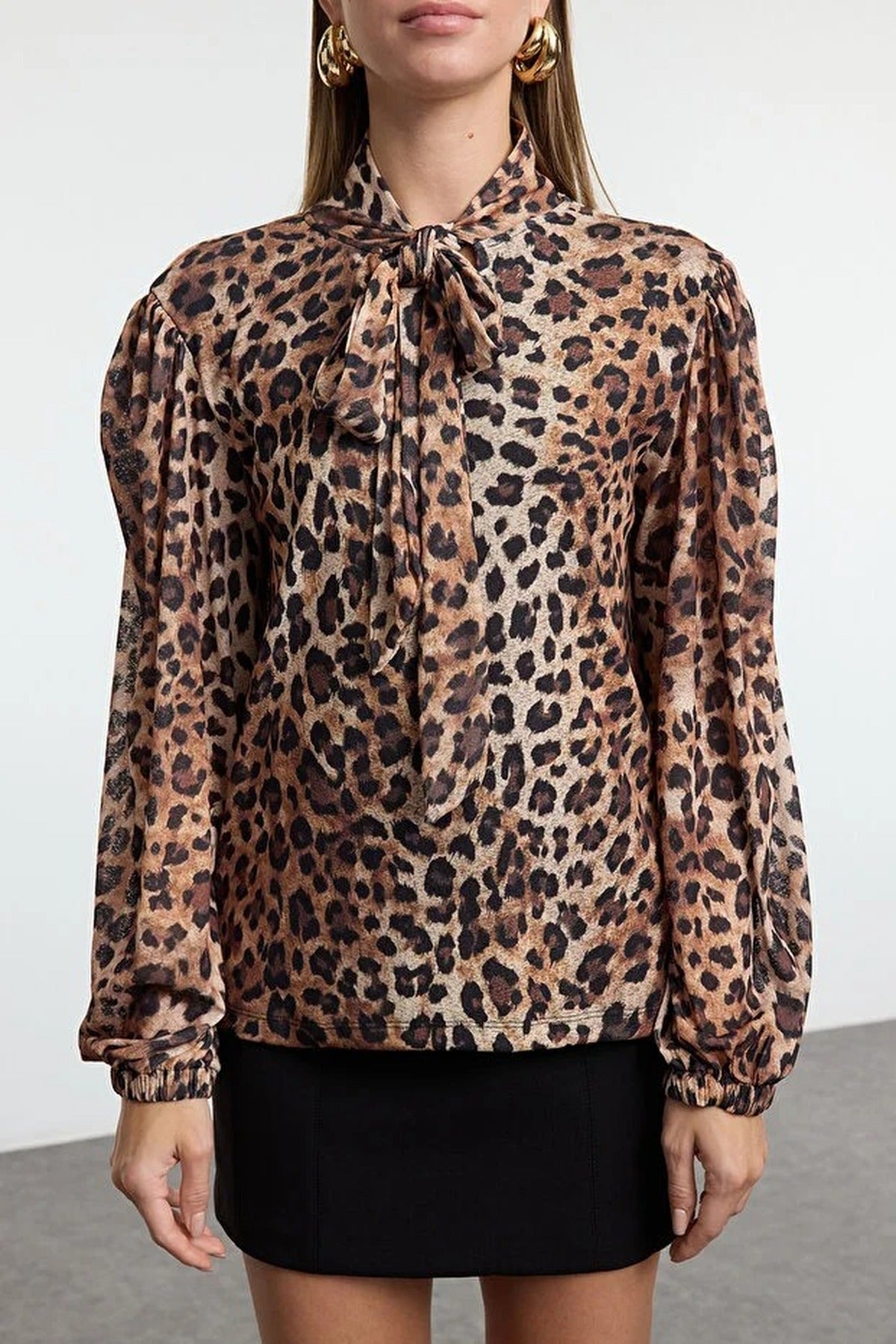 Leopard Print Knit Blouse