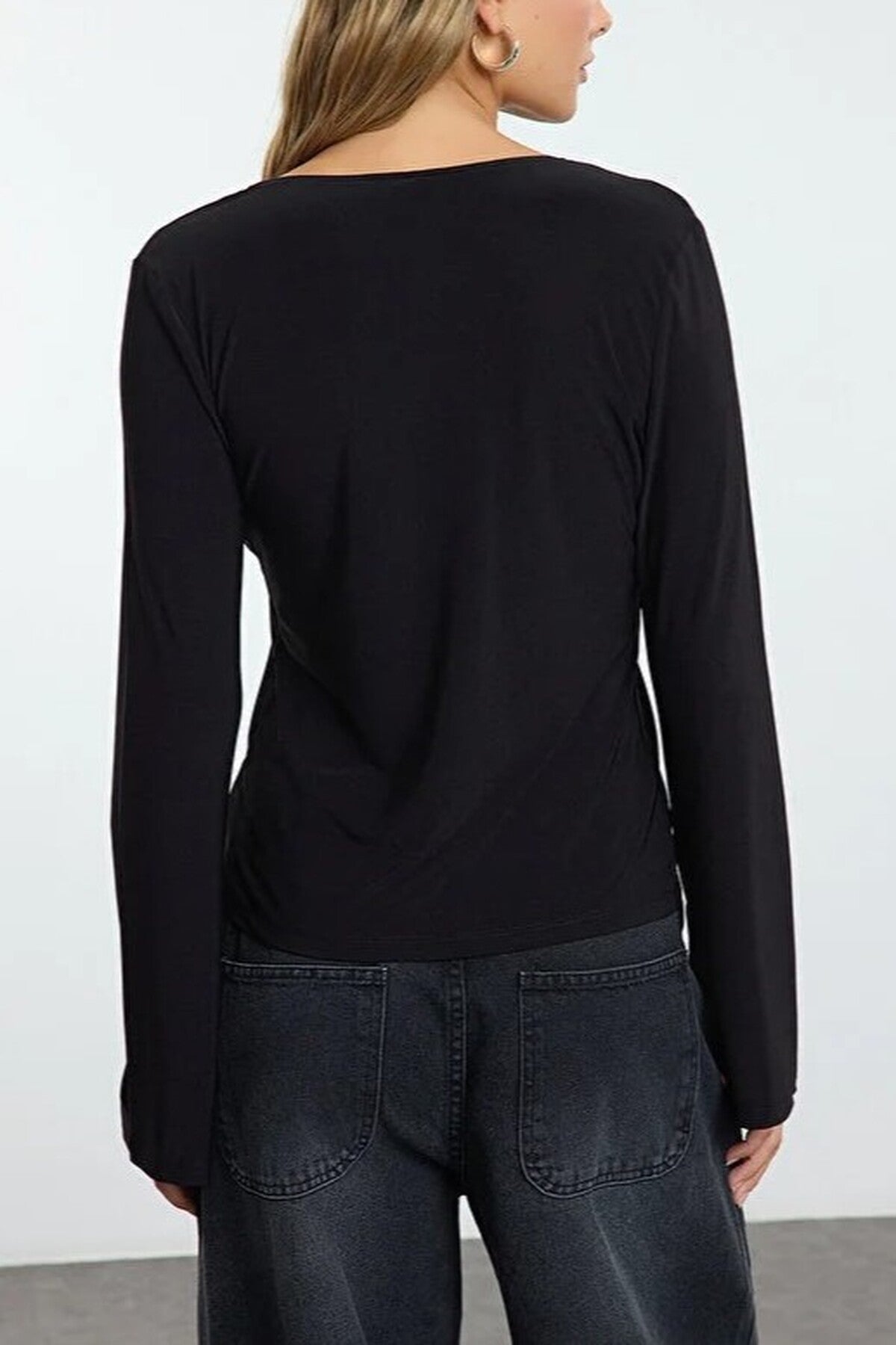 Knit Blouse with Tie Detail