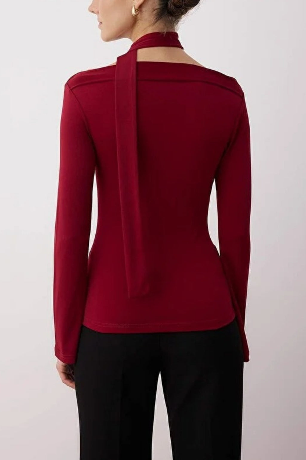 Knit Blouse with Shawl Detail