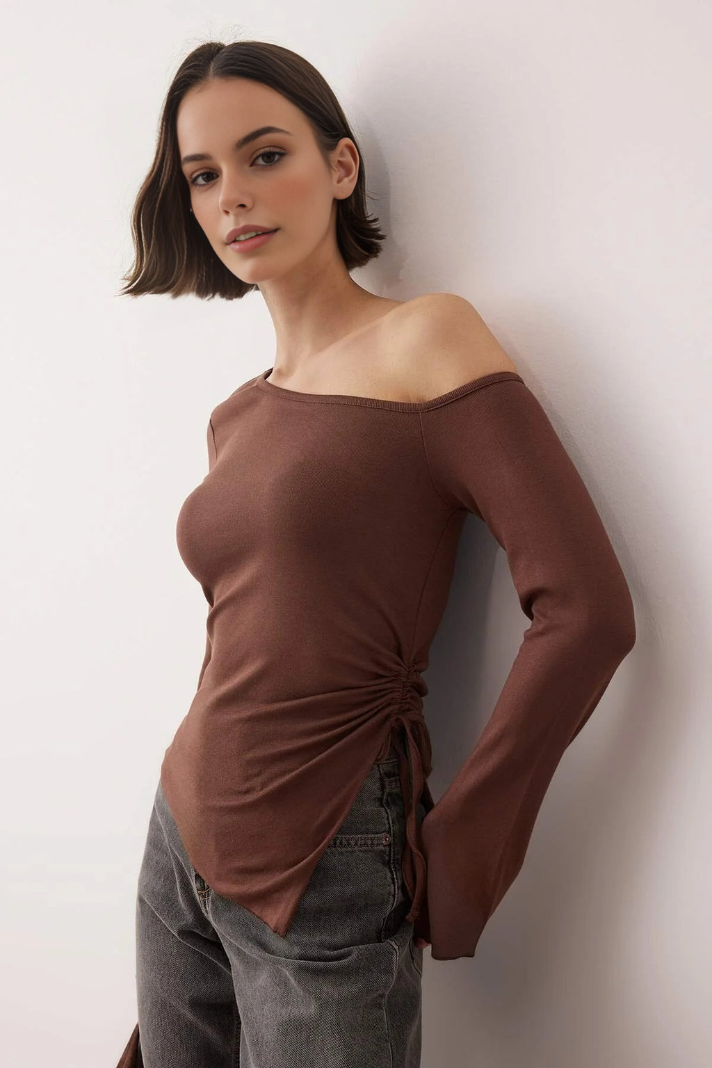 Asymmetrical Spanish Sleeve Knit Blouse