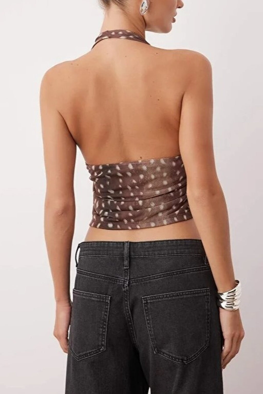 Animal Patterned Bodycon Knit Party Blouse