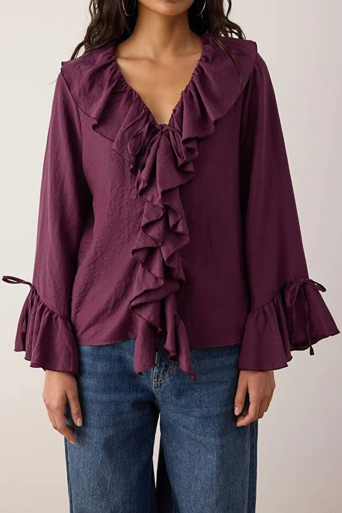 Woven Blouse with Ruffle Detail