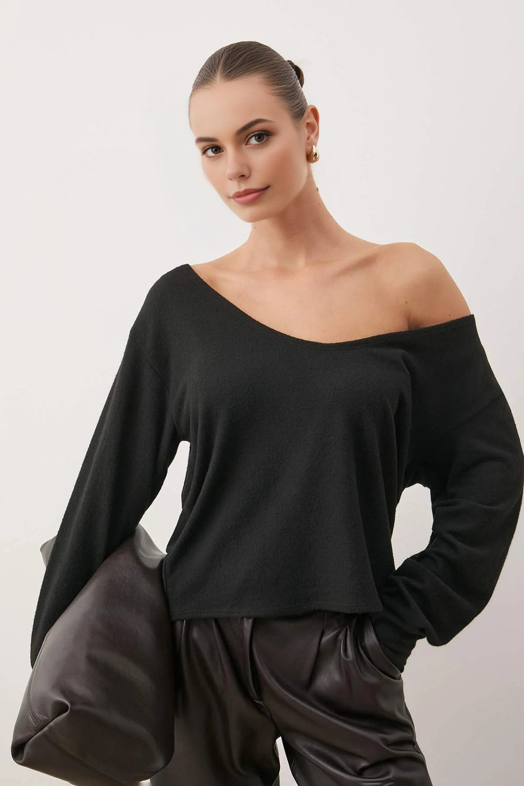 Knit Blouse with Open Shoulders
