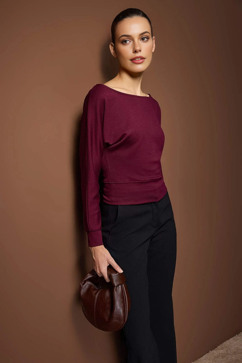 Boat Neck Knit Blouse