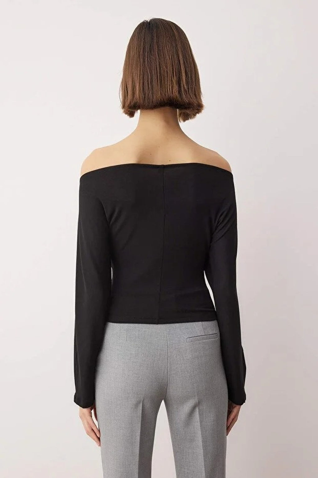 Fitted Draped Knit Blouse