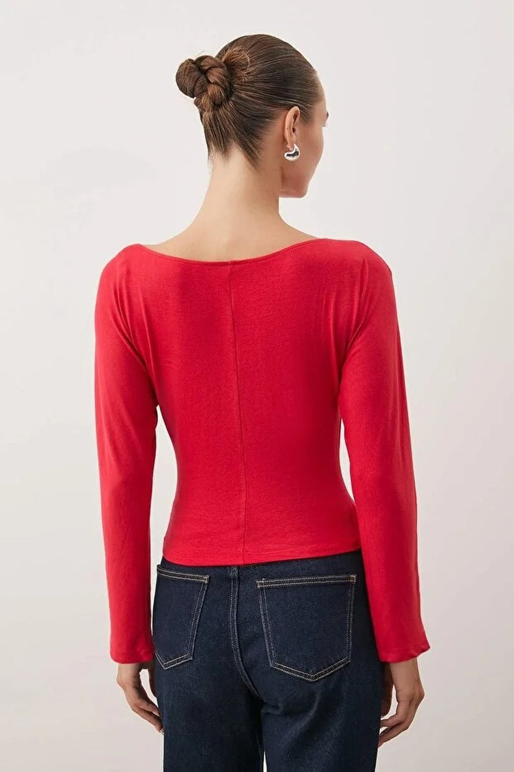 Fitted Draped Knit Blouse