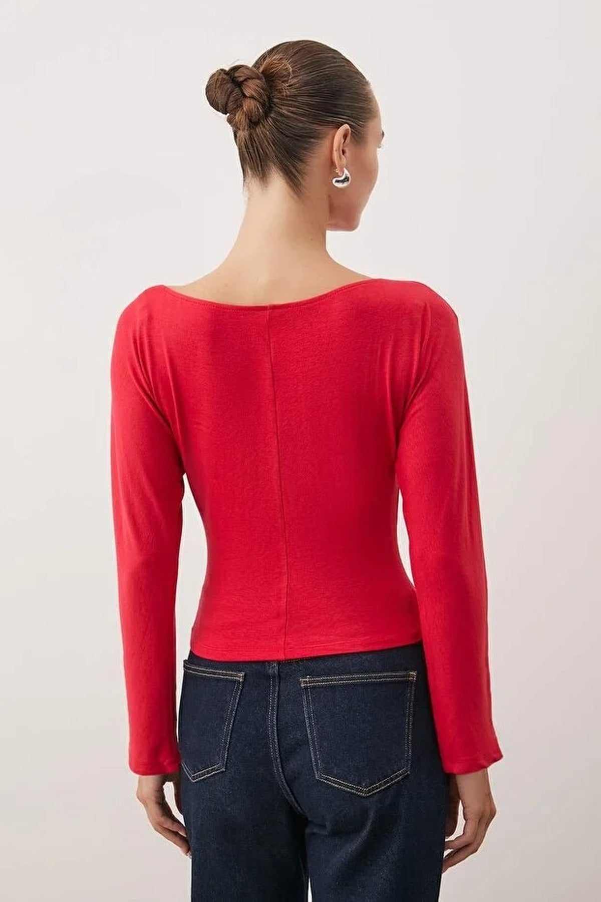 Fitted Draped Knit Blouse