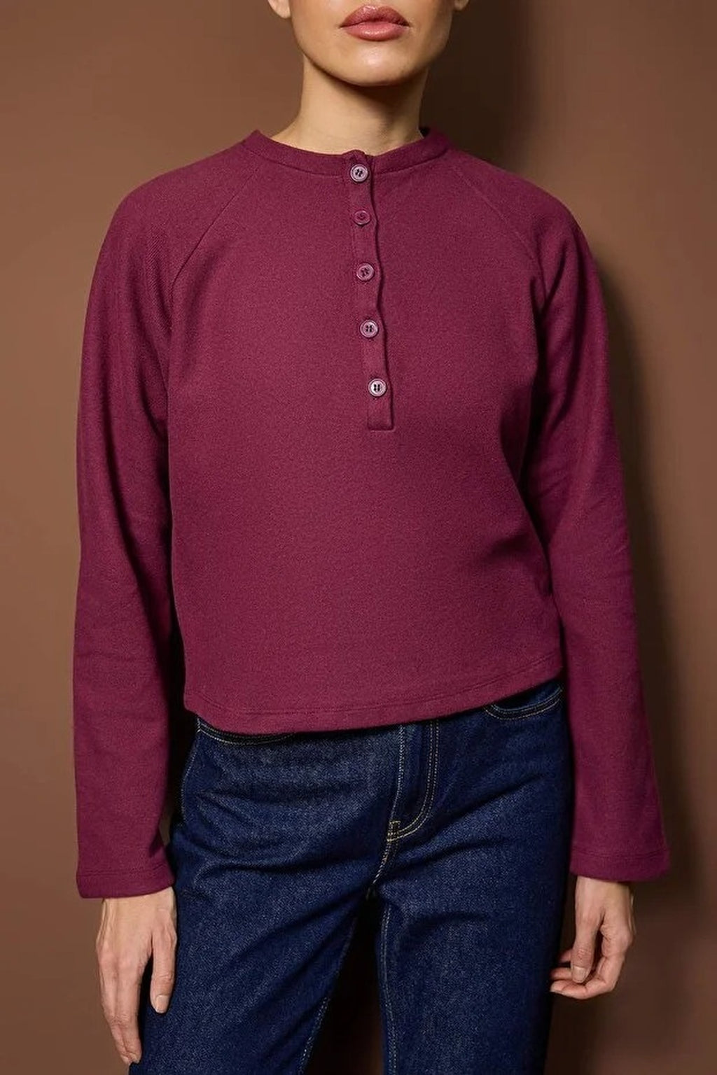 Half-Placket Thick Knit Blouse