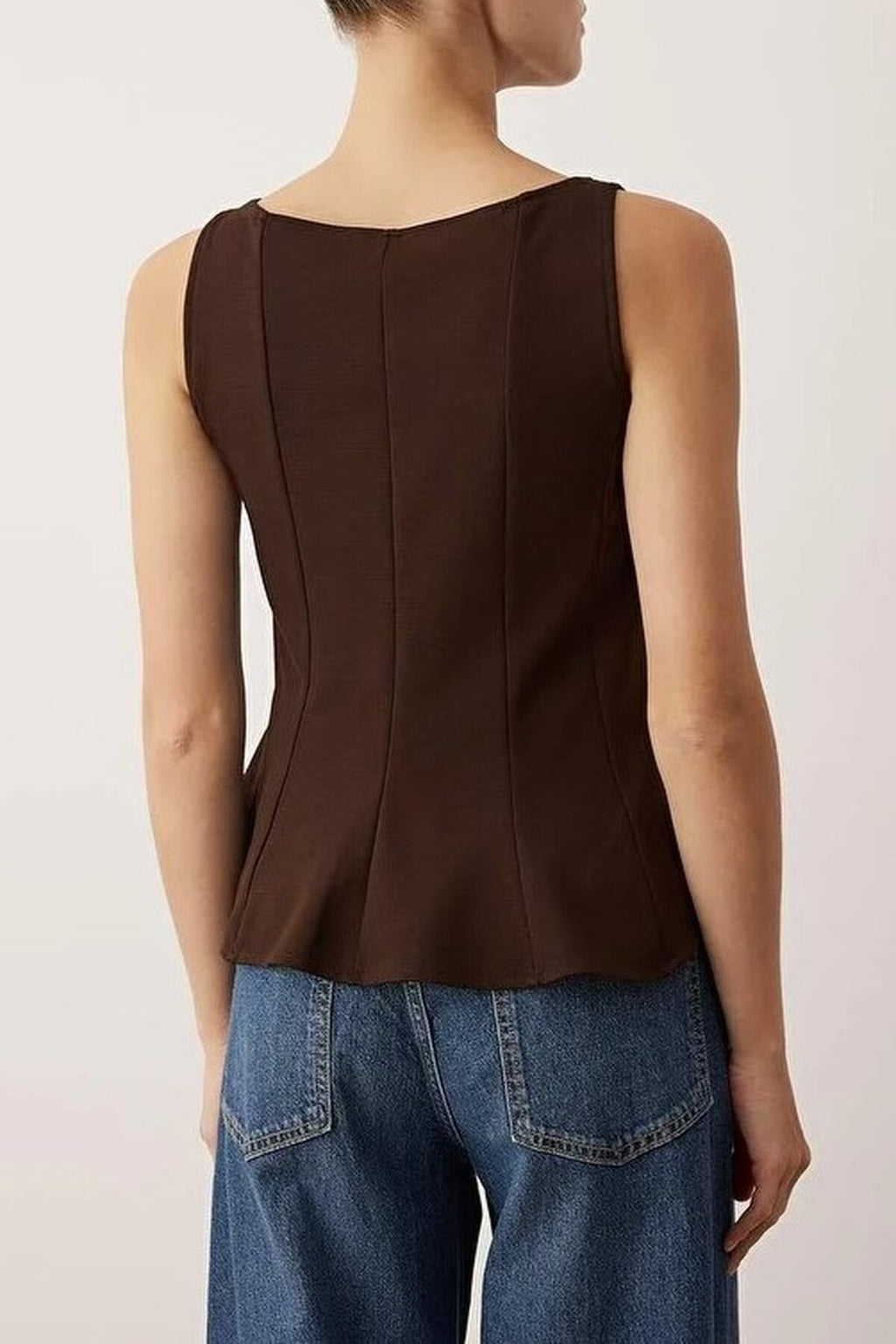 Peplum Boat Neck Stretch Knit Blouse