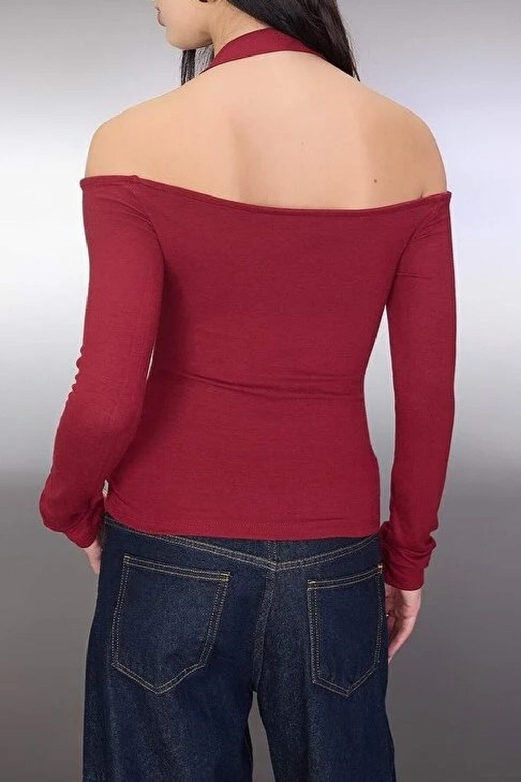 Fitted Knitted Blouse with Accessory Belt Detail