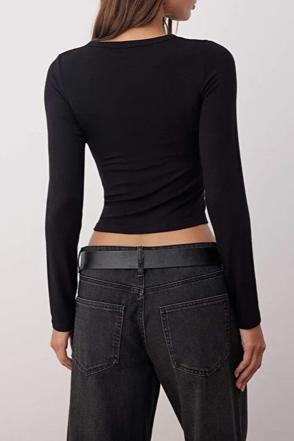 Full Front Snap Fitted Knit Blouse