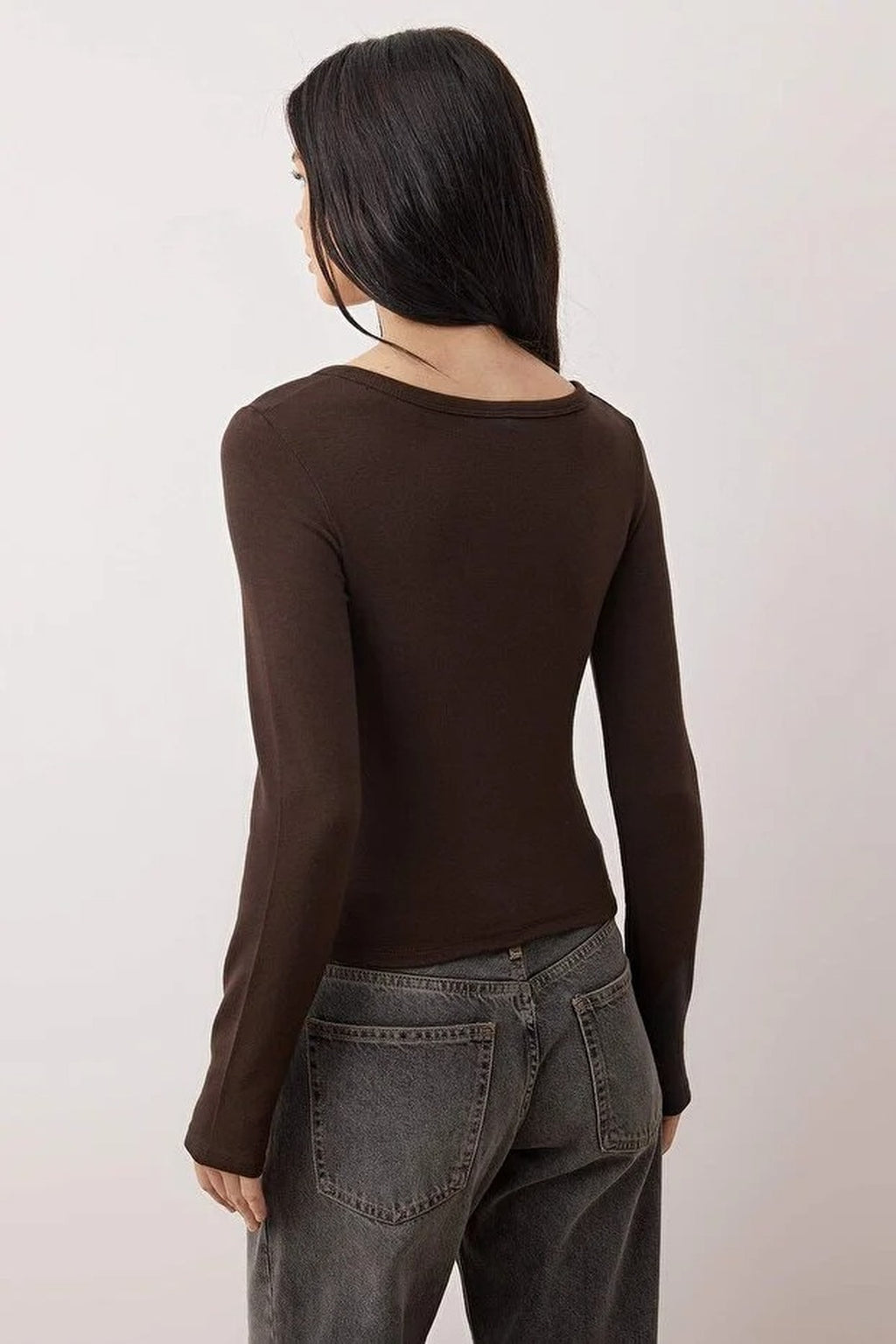 Full Front Snap Fitted Knit Blouse