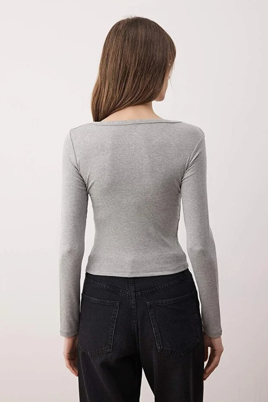 Full Front Snap Fitted Knit Blouse