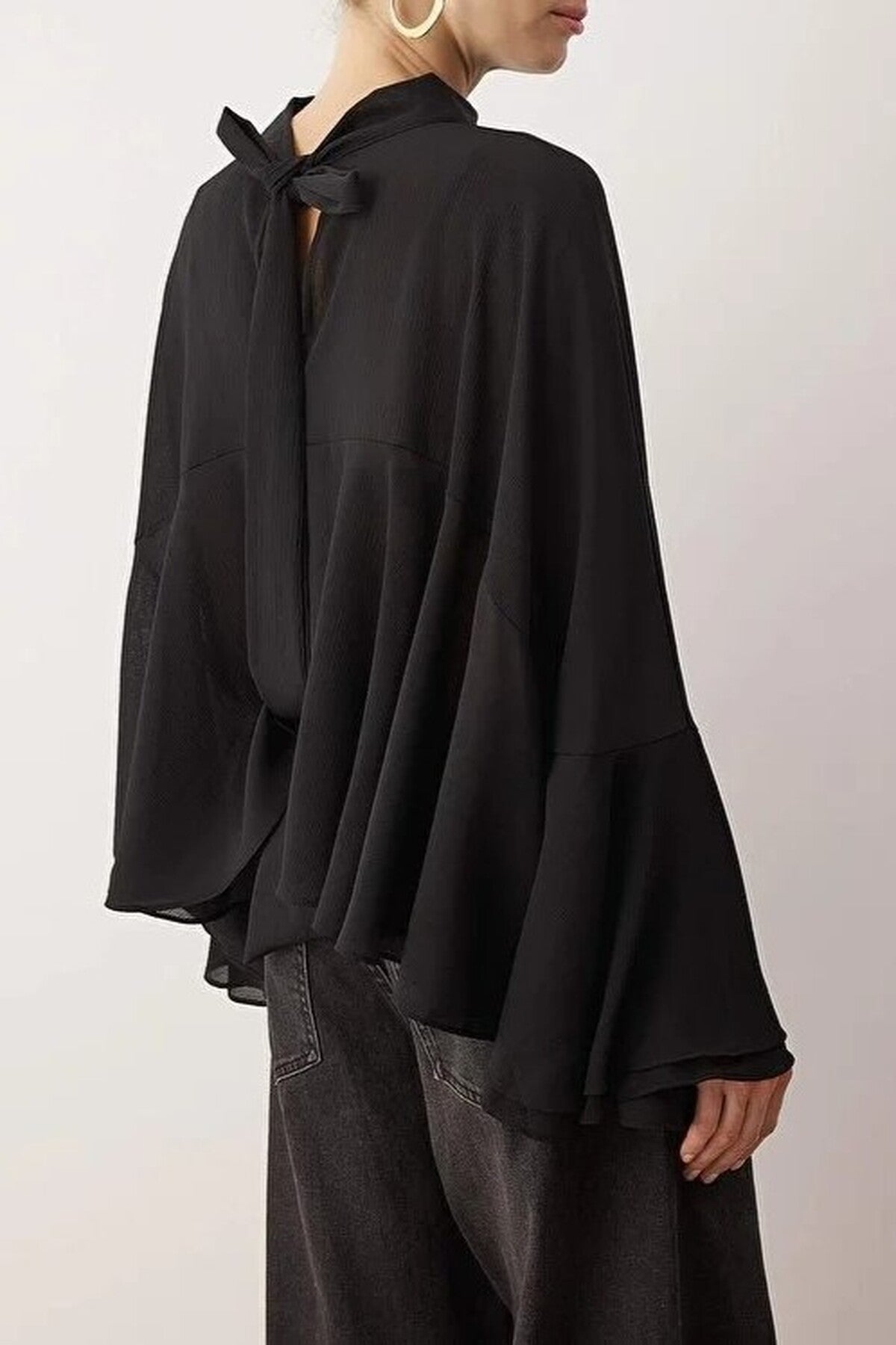 Unlined Boho Woven Blouse with Ruffles