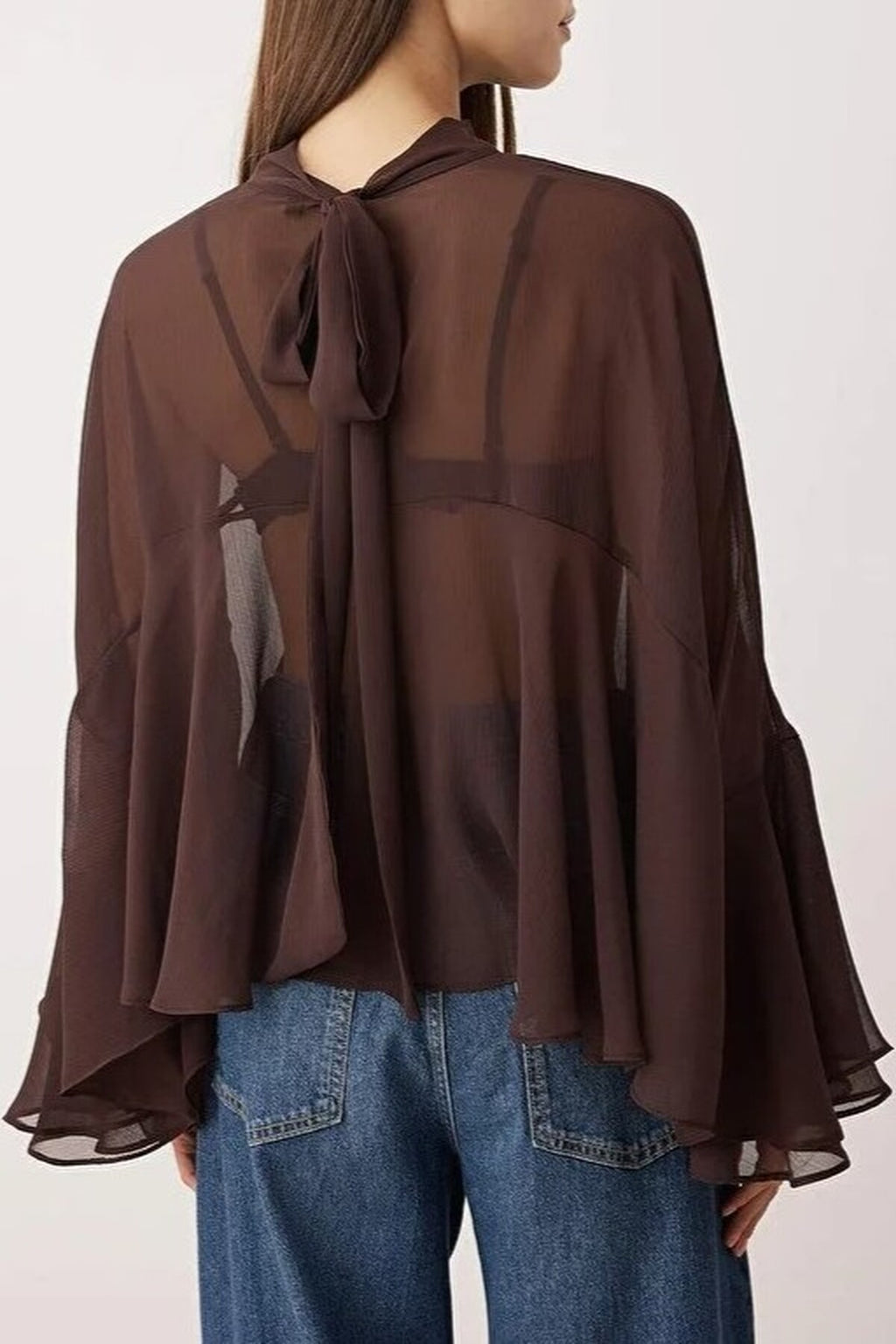 Unlined Boho Woven Blouse with Ruffles